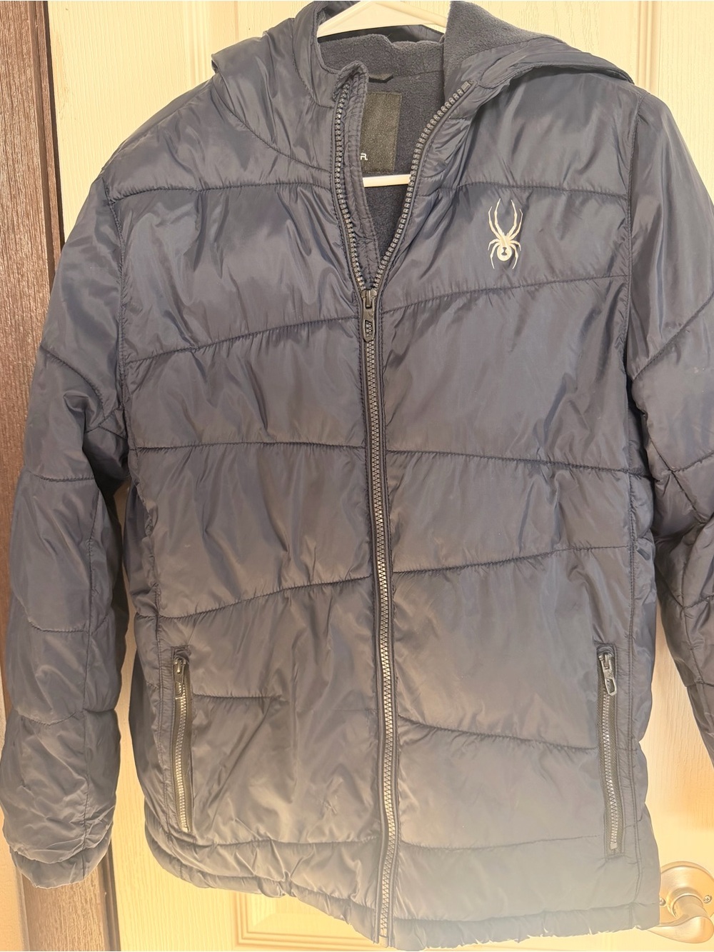 Spyder Boys Youth Dark Navy Quilted Hooded Puffer Jacket SZ. 14/16